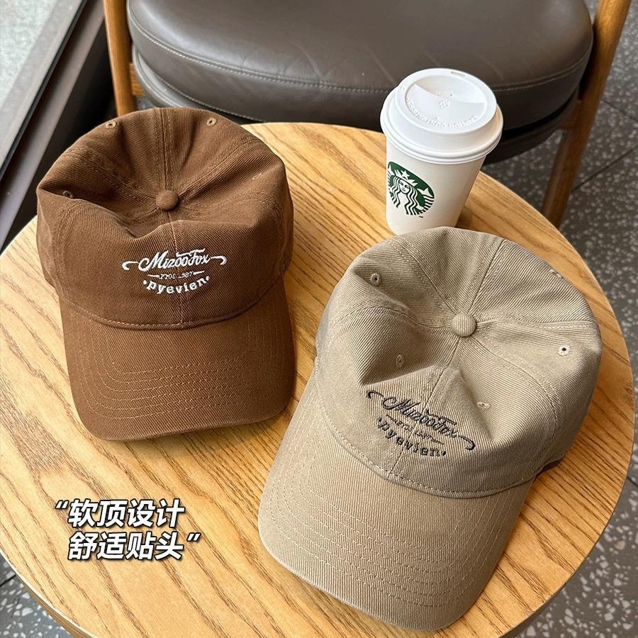 High quality embroidered letter baseball cap girls wide brim thin soft top hat pure cotton versatile cap men