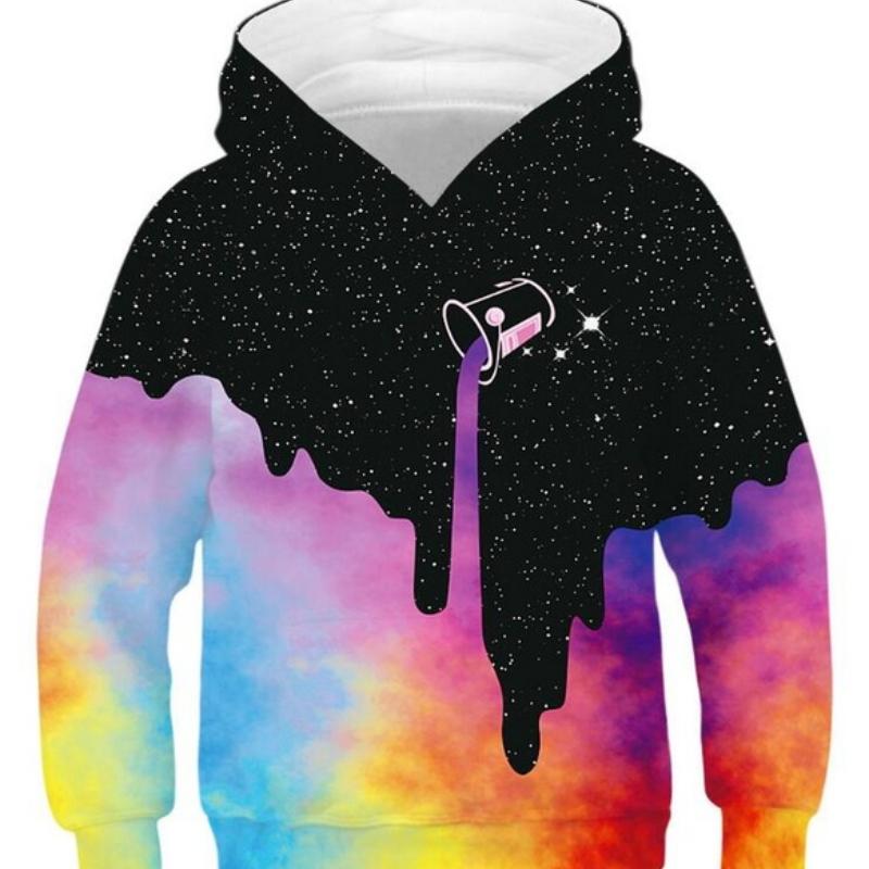 Детские спортивные толстовки, черные/белые детские толстовки с 3D принтом, пуловер с длинными рукавами для детей младшего возраста, свитера с капюшоном для мальчиков и девочек 4–13 лет