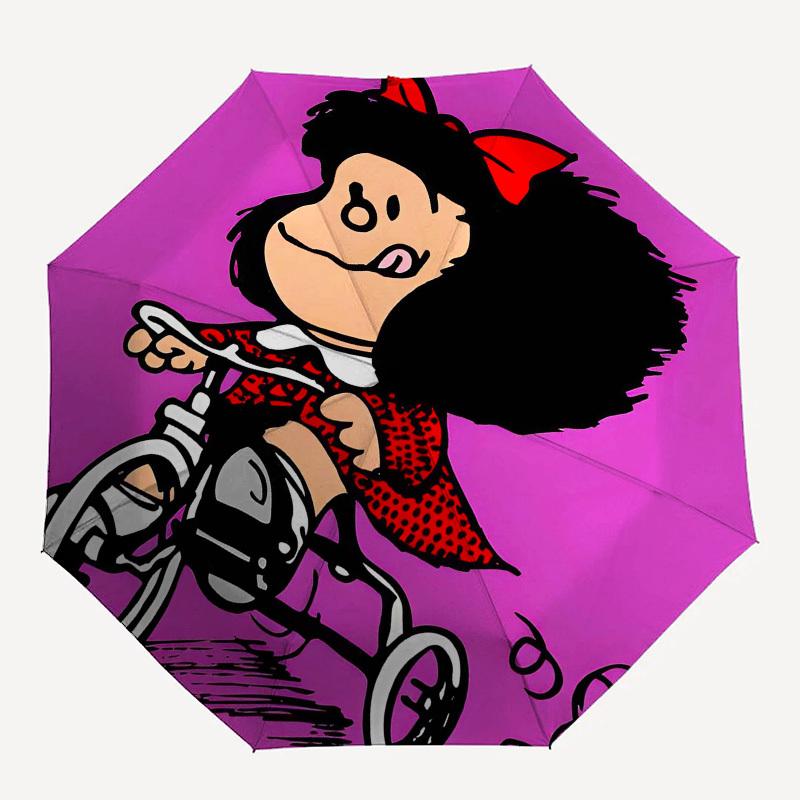 Mafalda, Bicycle Automatic Opening and Closing, 8 rib Structure Portable Umbrella, Suitable for Men and Women in All Seasons Perfect Gift f