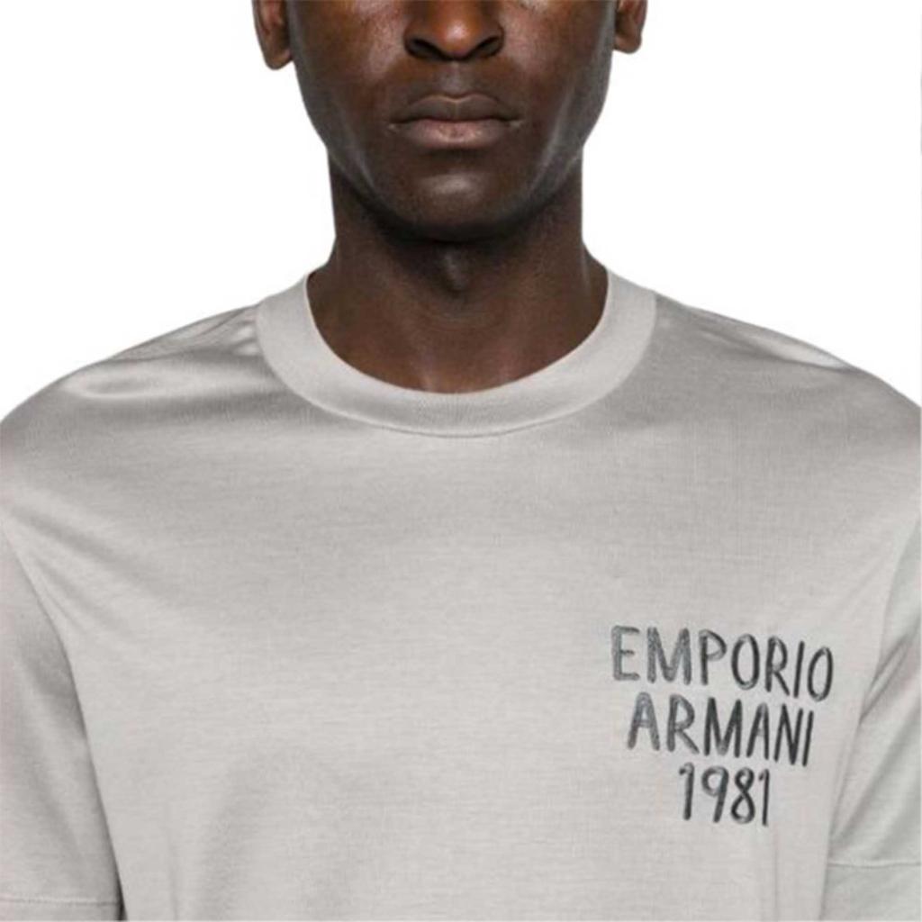 Emporio Armani Мужская футболка с принтом букв и логотипа, круглым вырезом, коротким рукавом, серая 3D1TA2-1JUVZ-06H2