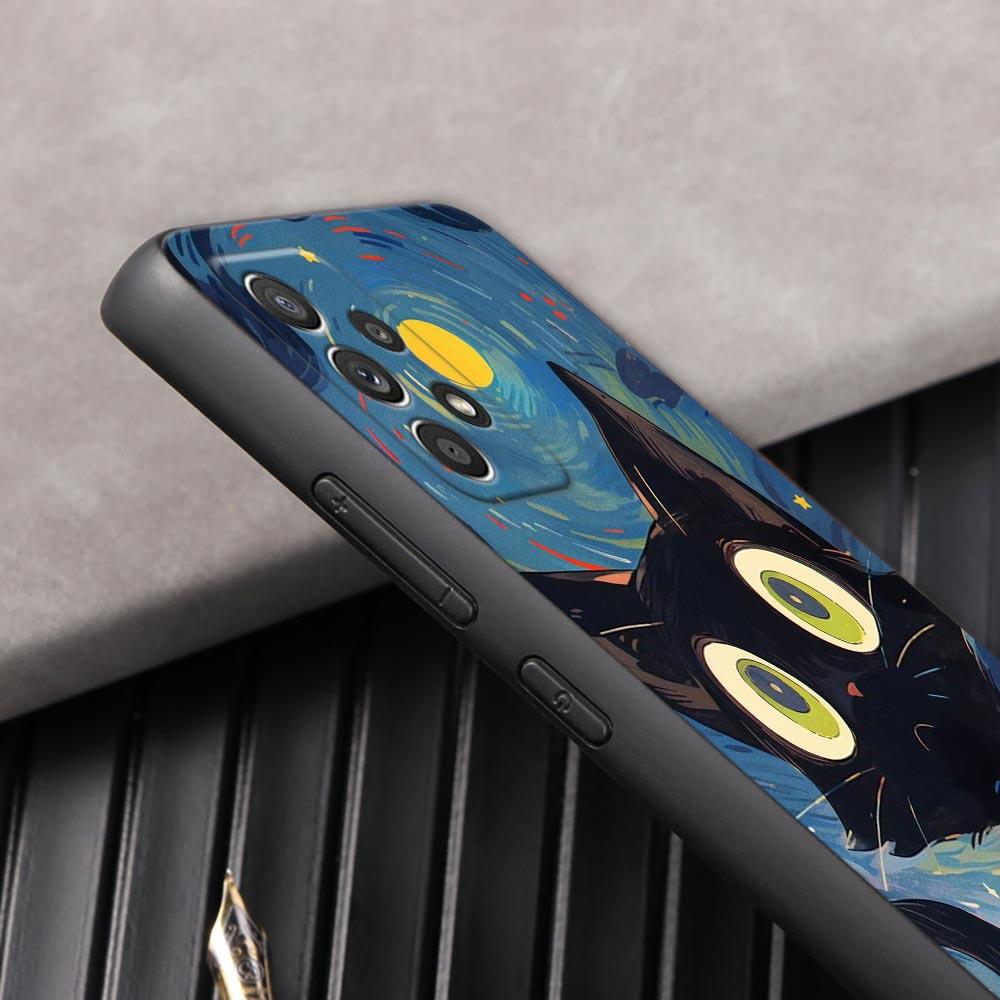 Чехол для телефона 'Звездное небо с кошкой' для Samsung Galaxy A57 A56 A37 A55 A36 A26 A54 A52 A35 A34 A25 A17 A16 A15 A07 A06 Мягкий чехол