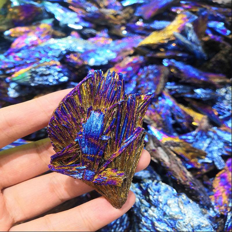 Natural Stones Blue Color And Minerals Titanium Aura Quartz Tail Decor