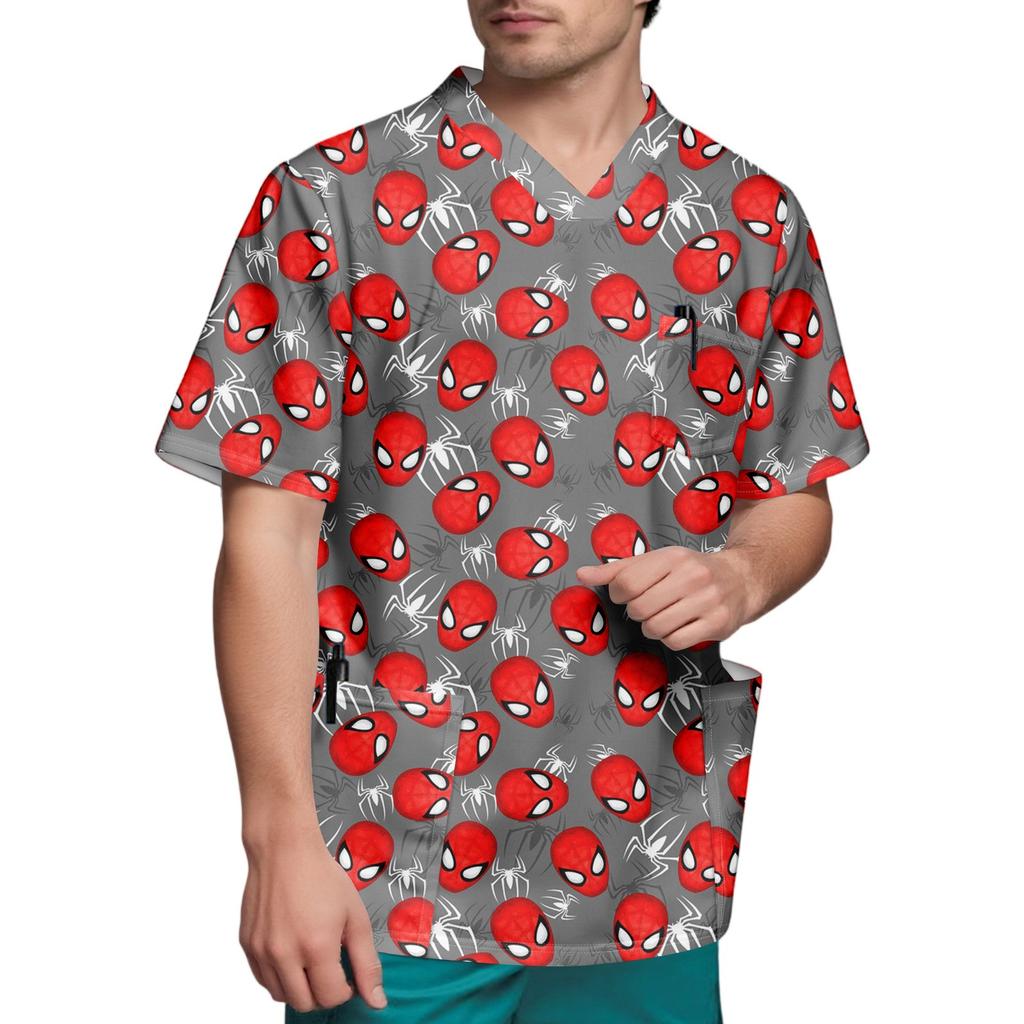 Мужской топ с коротким рукавом и V-образным вырезом с принтом нагрудного кармана