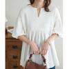 Japanese Style Plus Size Lace Top Three Quarter Sleeve Loose Fit Blouse