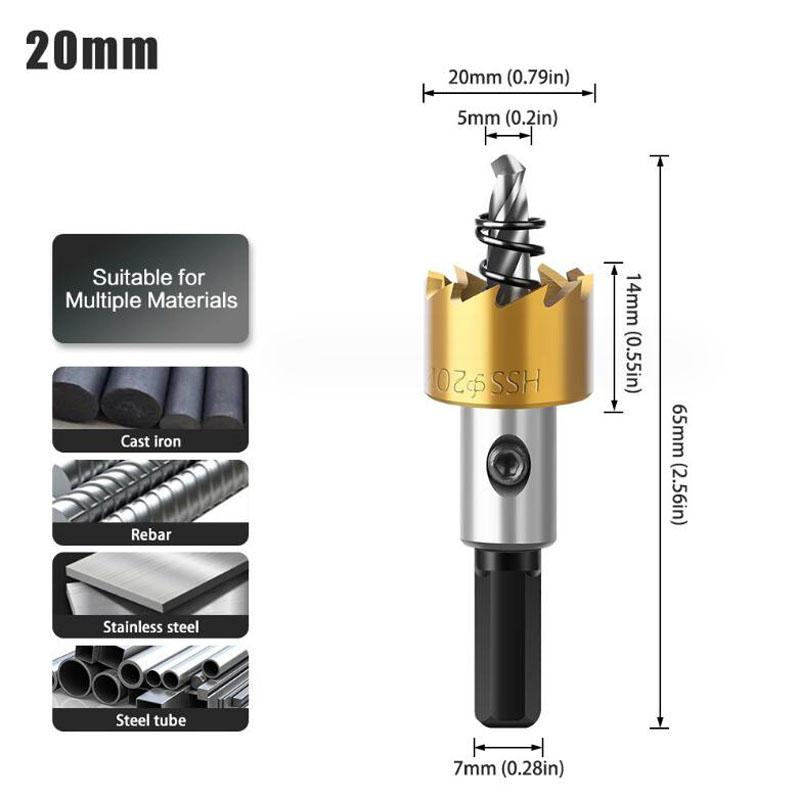 Комплект биметаллических кольцевых пил HSS со сверлами для резки металла, нержавеющей стали, железа и дерева, кольцевая пила