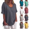 Women Casual Summer Solid Color Short Sleeves Plus Size Top T-Shirt Blouse