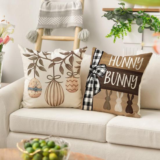 Наволочка с пасхальным кроликом, очень мягкая, износостойкая, моющаяся, не выцветающая, квадратная наволочка для дивана, наволочка