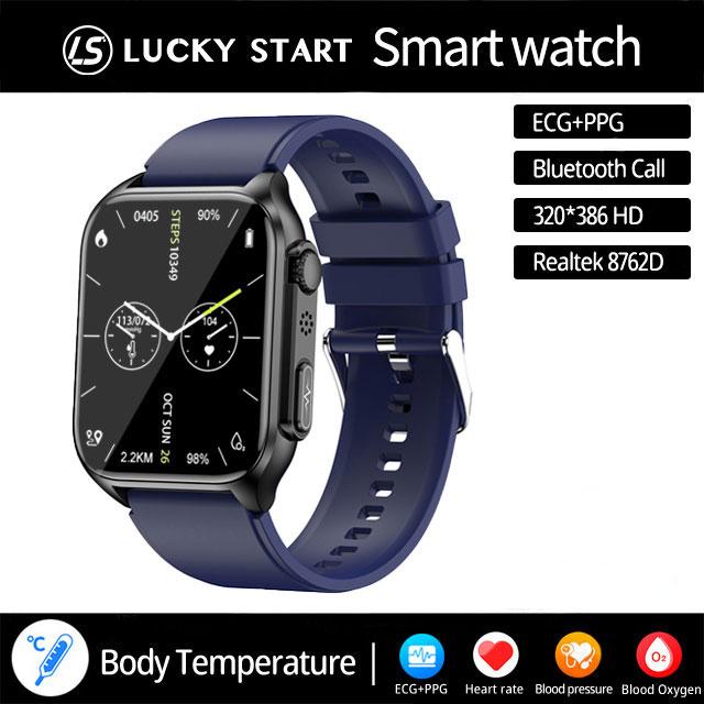 2024 Новый Bluetooth Звонок Мониторинг Сна ЭКГ+ПГГ Смарт-Часы Мужчины Частота Пульса Артериальное Давление Кислород Температура Тела IP67 Смарт-Часы