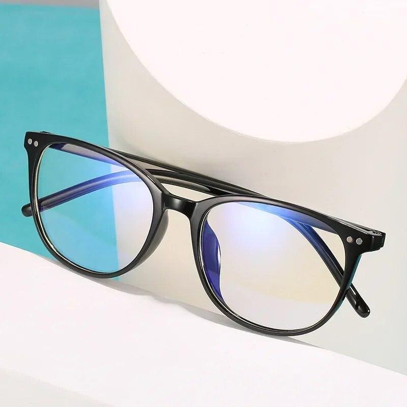 Trending Blue Light Blocking Men's Retro Glasses Eyeglasses Women Ultralight Round Transparent Fashion Eyewear Students