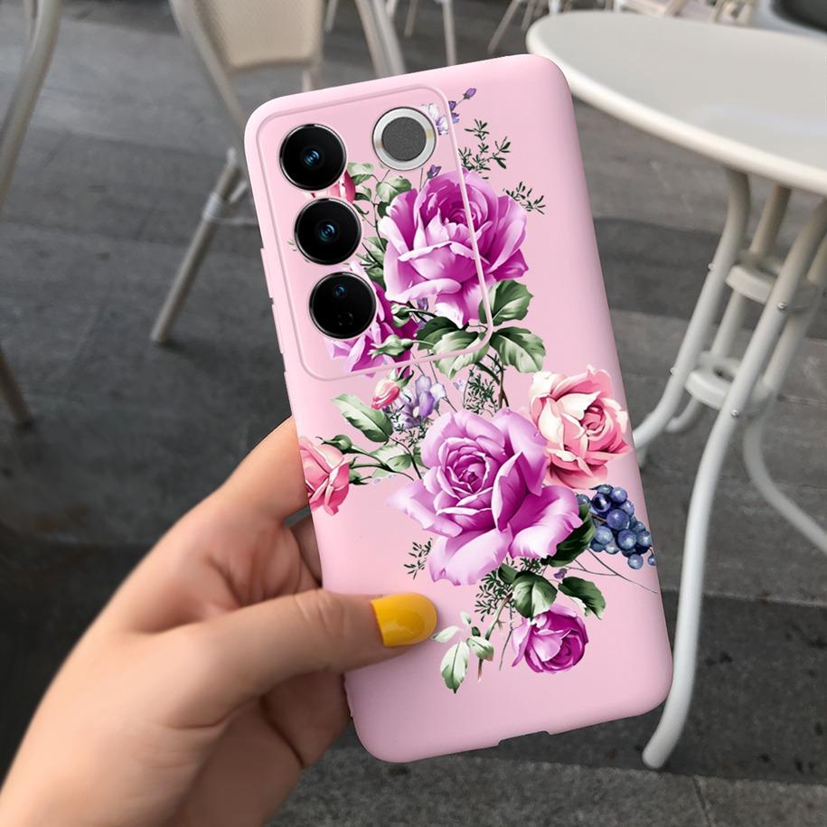 Чехол для Vivo V27 Pro Задняя крышка для Vivo V27e Модный чехол-фунда конфетного цвета с рисунком для Vivo V27 5G V 27e V27Pro V2237 V2230 Мягкий чехол