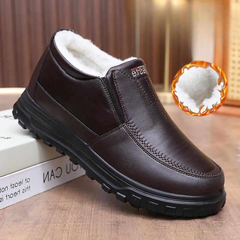 Мужские зимние теплые ботинки для снега с водонепроницаемой подкладкой из искусственного меха, короткие ботинки, нескользящие мокасины для ходьбы, обувь для мужчин, удобные рабочие кроссовки