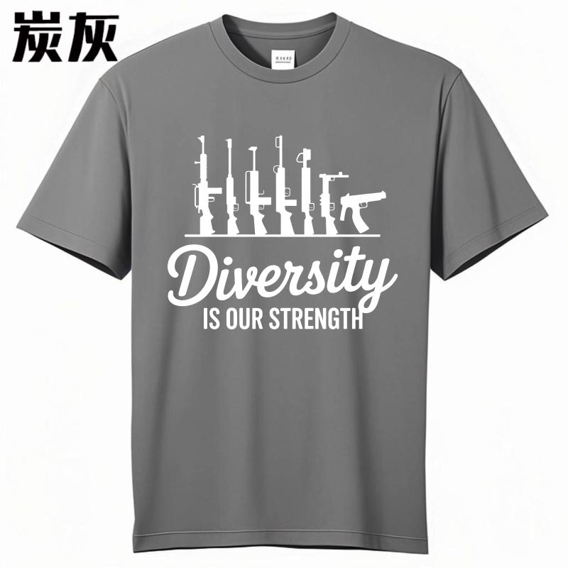 T Shirt Men Casual Round Neck Tee Casual Summer Teenagers T Shirt Diversity Is Our Strength Short Sleeve Solid Color Oneck Tops