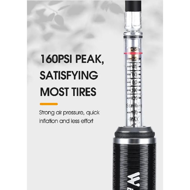 WEST BIKING Bicycle Pump 160PSI High Pressure With Hose Aluminum Alloy Pump MTB Road Bike Schrader Presta Valve Tire Inflator
