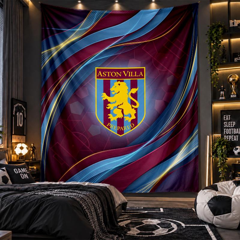 Wall Hanging Tapestry Aston Villa Football Print Cloth for Living Room Bedroom Home Decor
