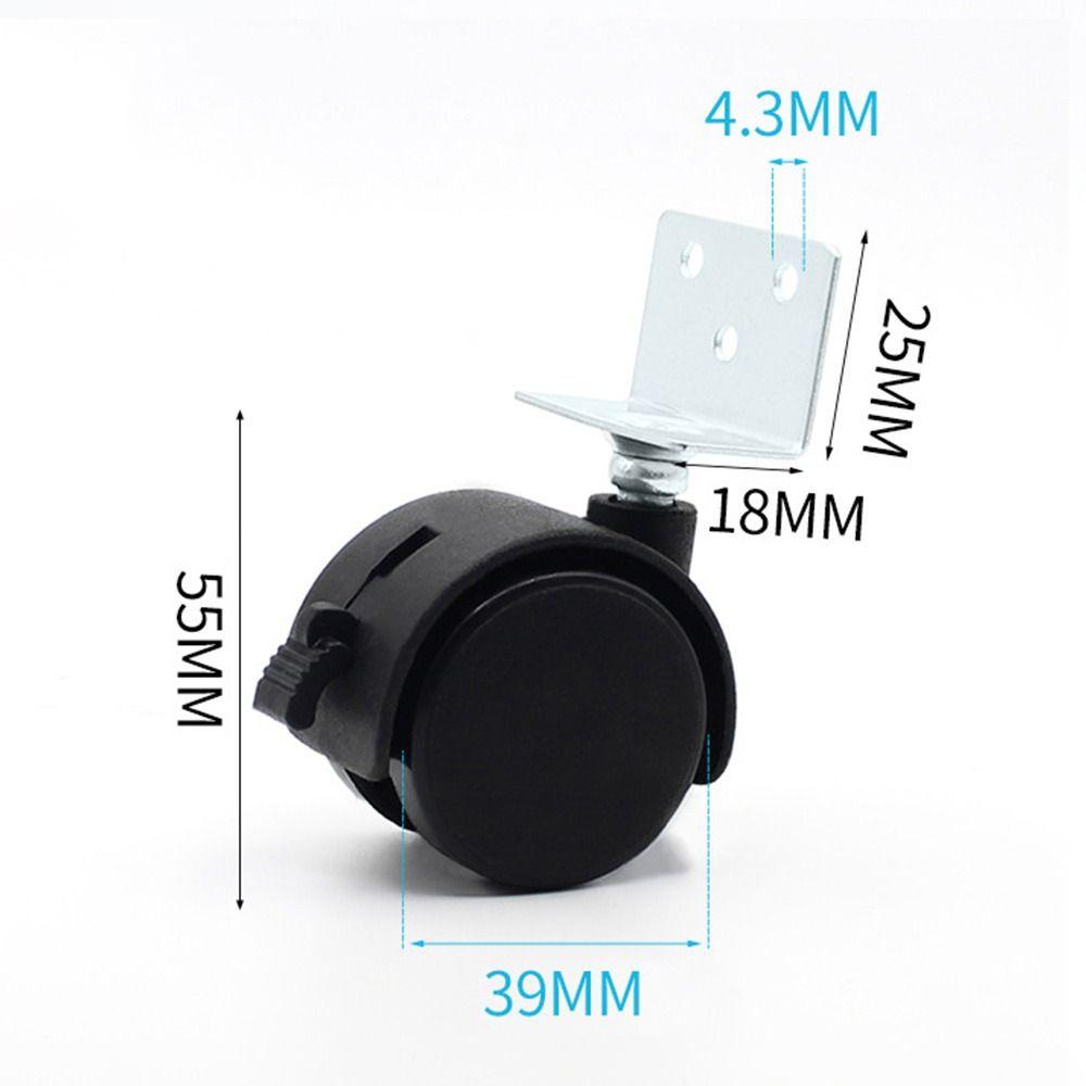 Черная тележка с роликами, пластиковое колесо для багажа, прочный мебельный шкив, офисный компьютерный стул