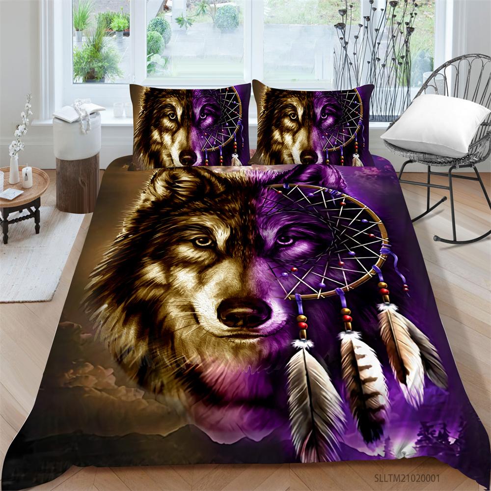 Комплект пододеяльников, домашний текстиль с волком и наволочкой, пододеяльник с животными, комплект постельного белья королевского размера, постельное белье для подростков