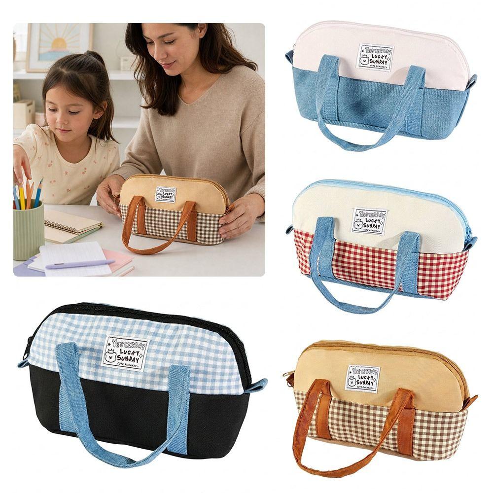 Color-blocking Pencil Case Large Capacity Stationery Bag Durable Pencil Pouch School Office