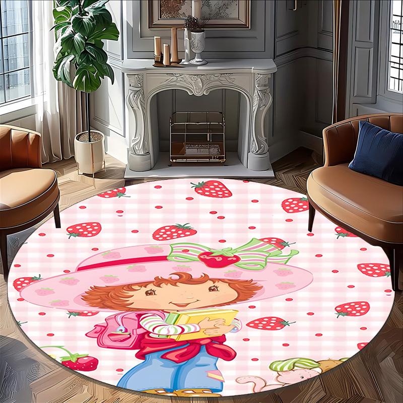 1pc Strawberry Princess1 Print Round Carpet Chair Round Carpet Suitable for Bedroom Living Room Home Decorative Carpet