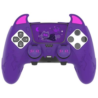 Силиконовый чехол PlayVital для PS5 Edge Милый Дьявол Защитный чехол для Включает наклейку на тачпад Фиолетовый контроллер, Дизайн, Edge, и Чехол,