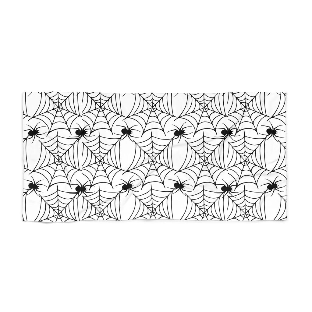 1PC White Spiderweb Gothic Halloween Beach Towel Soft Absorbent for Pool Travel Decor