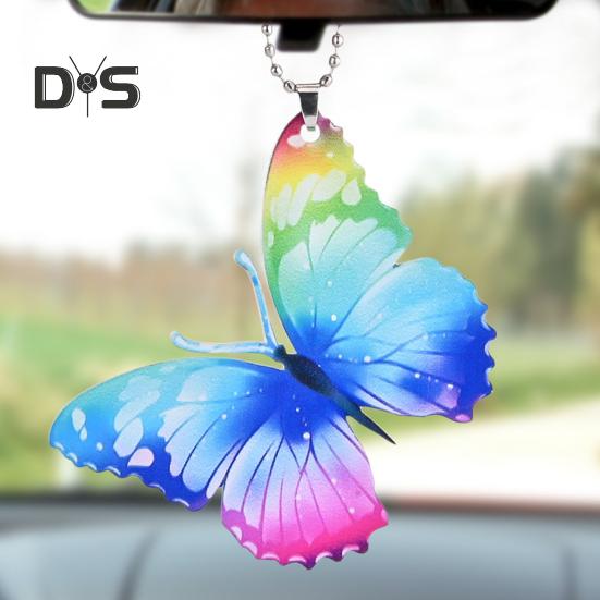 Butterfly Jesus Cross Hanging Ornament Moon American Flag Pendant Car Interior Decor for Auto Rear View Mirror Accessories Christmas Tree Charm