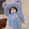 Cute Little Bear Thickened Warm Scarf Hooded Scarf Winter Gloves Three Piece Hat for Women