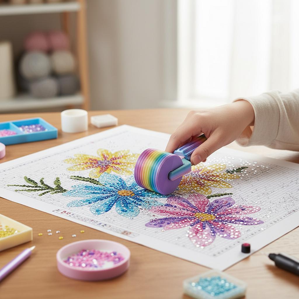 3D Diamond Painting Roller Tool ABS Plastic Metal Shaft Smooth Glue Applicator For Resin Rhinestones DIY Craft