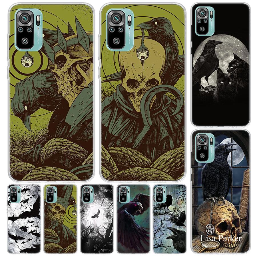 Crow Raven Dark Skull Cover For Xiaomi Redmi Note 14 13 12S 12 11 Pro Plus Phone Case 11S 10S 10 11E 11T 14Pro 13Pro Print Coque