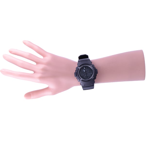 Casio G-SHOCK AWG-M100SBB-1AJF [ALL BLACK] Круглые часы из черной нержавеющей стали с цифровым и аналоговым циферблатом