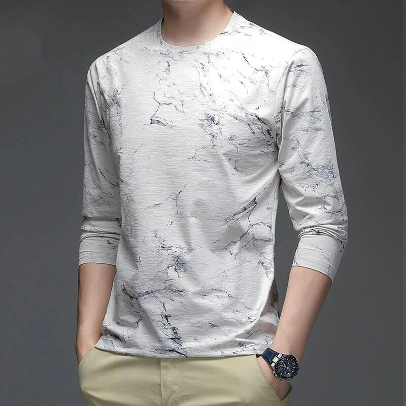 Fashion Gradient Graphic Men's T Shirts Autumn Man Clothes Crew Neck Long Sleeve T-Shirts Tops Men's T-Shirt Outdoor Pullover