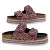 2025 Foreign Trade Slippers Fashionable Rhinestone Double Buckle One Pedal Platform Women's Beach Sandals Large Size