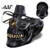 Creative Resin Sculpture Skull Multifunctional Storage Tray, Gothic Eyeglasses Holder Jewelry Organizer for Distressed Ornament Keys Coins Trinkets,