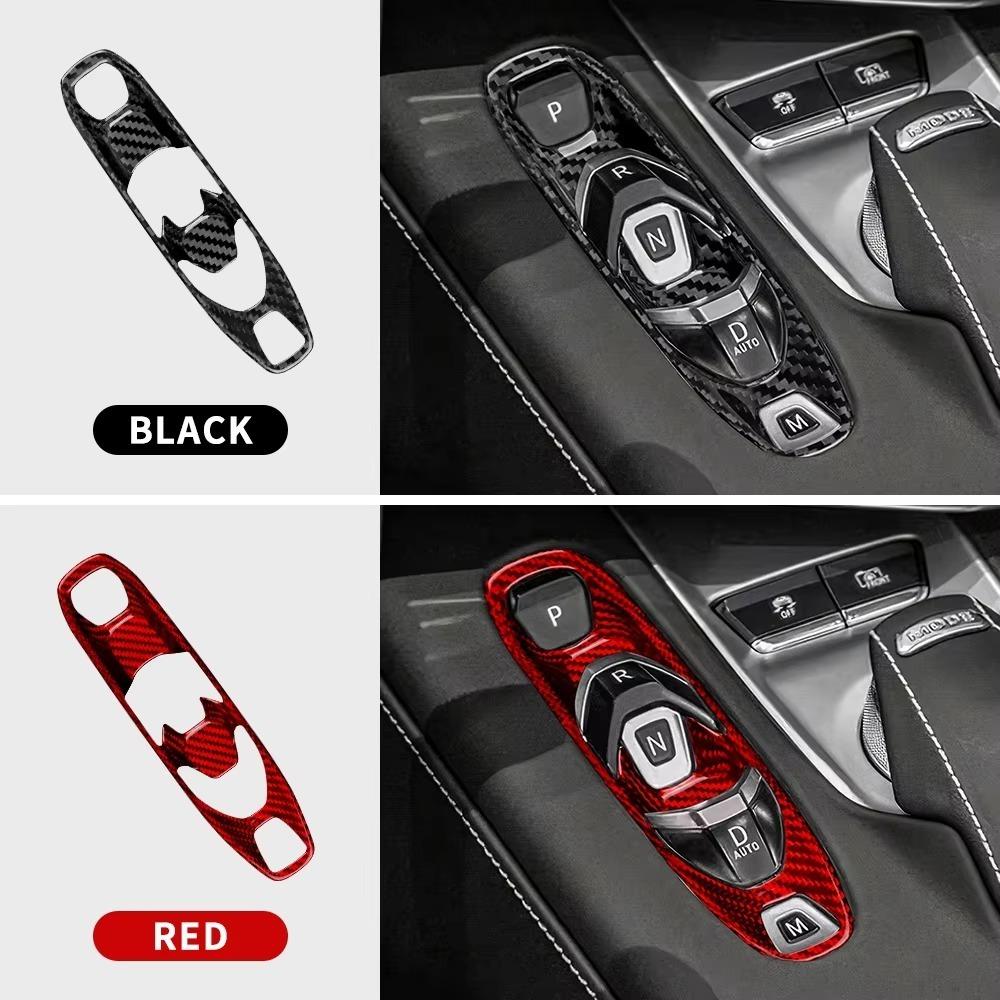 For Chevrolet Corvette C8 2020 2021 2022 2023 Real Hard Carbon Fiber Car Console Gear Shift Button Sticker Accessories