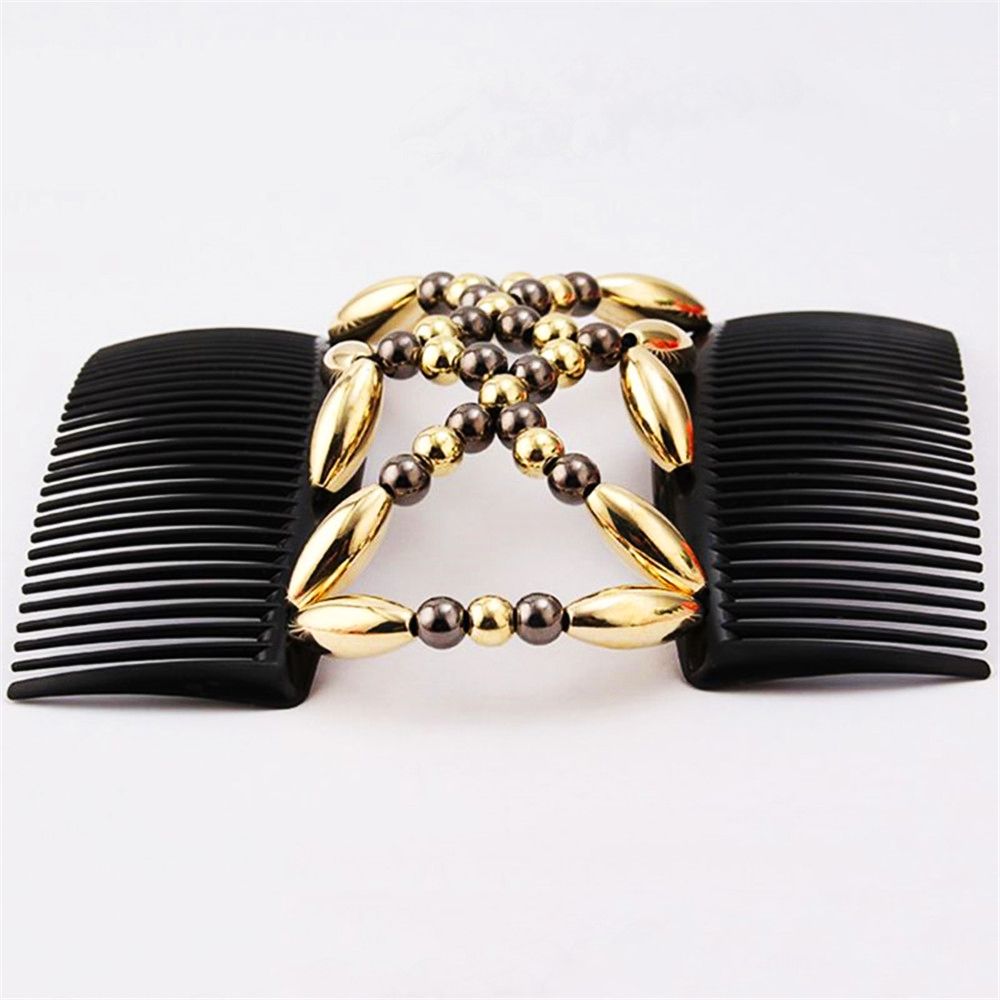 Styling Tool Handmade Bun Maker Beaded Hair Clip Magic Hair Comb Double Comb Elastic Hairpin