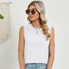 Летняя новая однотонная свободная майка без рукавов с круглым вырезом, повседневная женская футболка
