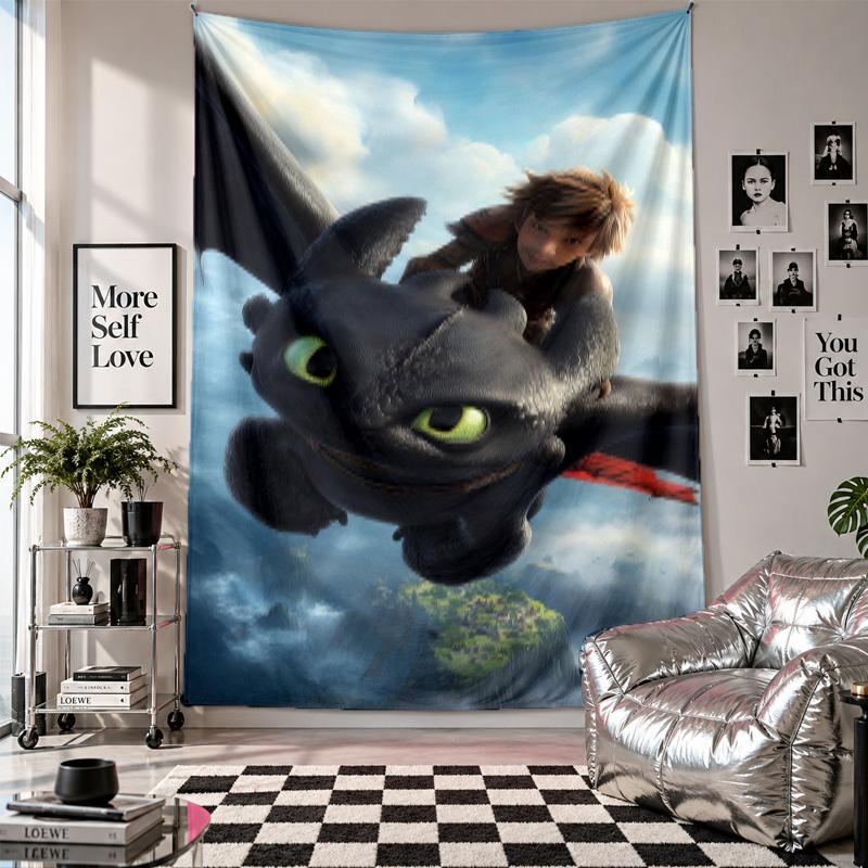 Wall TapestryHow to Train Your Dragon Art Hanging Cloth Decorative Background Cover for Room Decoration