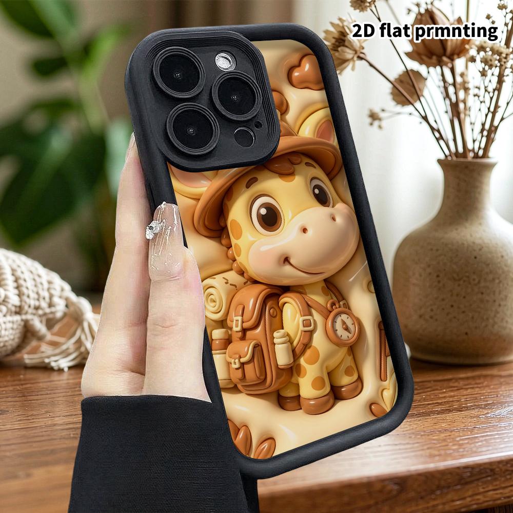 Чехол для телефона: 2D плоский дизайн, подходящий для защитного чехла iPhone 18, 17, 16, 15, 14, 13 Pro, жираф-исследователь, Рождество и Хэллоуин, идеальный праздник