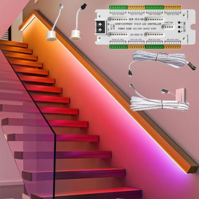 32-канальный контроллер светодиодных светильников для лестницы 12В 24В Замена контроллера светильников для ступеней лестницы