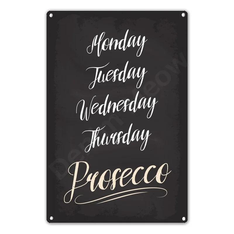 Prosecco Vintage Poster Cocktails Metal Tin Signs Pub Bar Decoration Prosecco Princess Wall Art Decor
