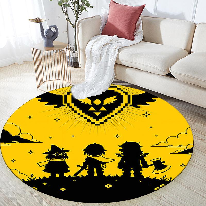 Deltarune Round Area Rug,Carpet Rug for Living Room Bedroom Sofa Playroom Decor,Non-slip Floor Mat