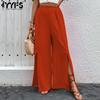 Women's Fashion Casual Solid Color Print High Waist Trousers Pants & Capris