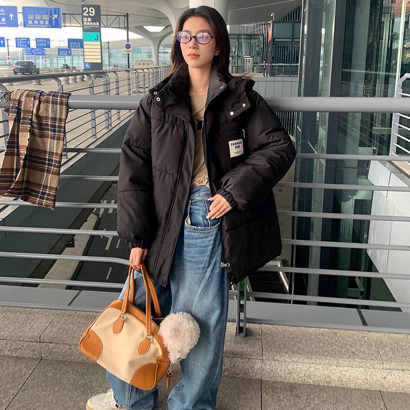 Новая пуховая хлопковая куртка для женщин, короткая, в корейском стиле, студенческая хлопковая куртка, свободная куртка-пуховик, утолщенная зимняя хлопковая куртка