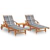 VidaXL Sun Loungers 2 Pcs with Table and Cushions Solid Acacia