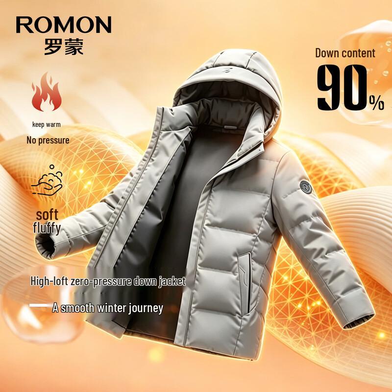 ROMON Men's Detachable Hood Down Jacket