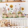 Cartoon Cute Little Rabbit Butterfly Sunflower Potted Plant Home Atmosphere Decoration Wall Stickers