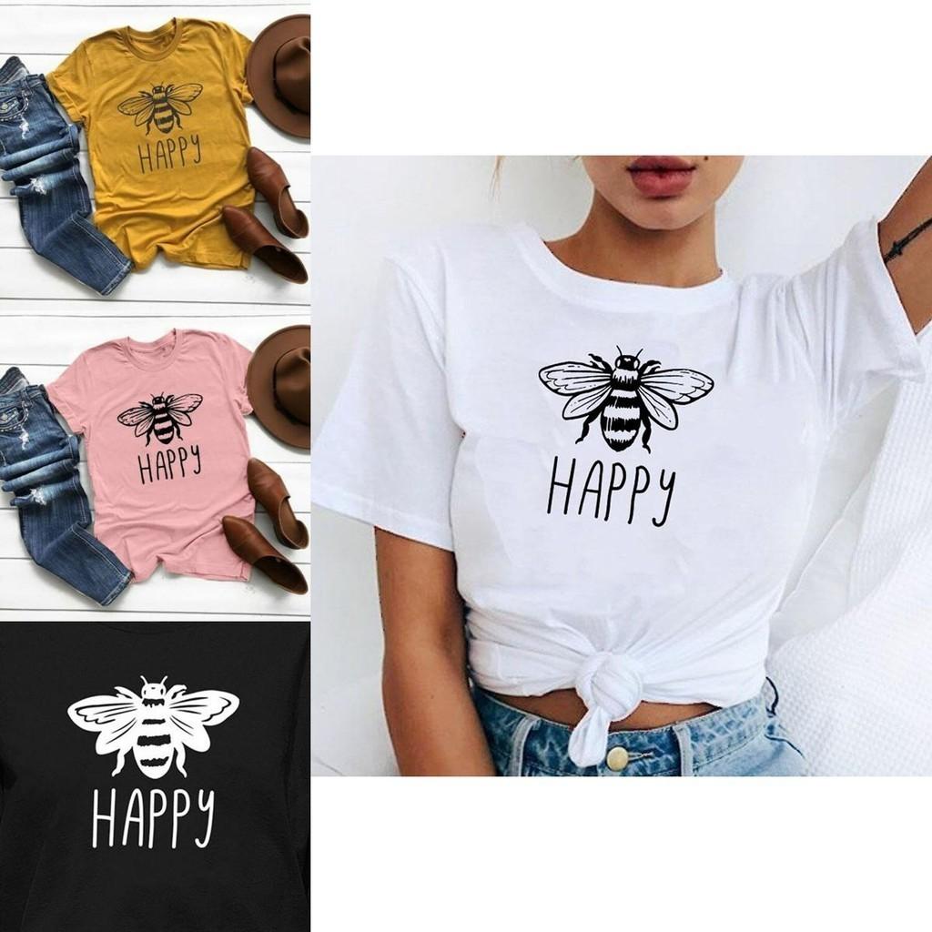 Women Graphic Bee Print T Shirts Cute Soft Loose Fit Summer Casual Tee Sizes S 5xl