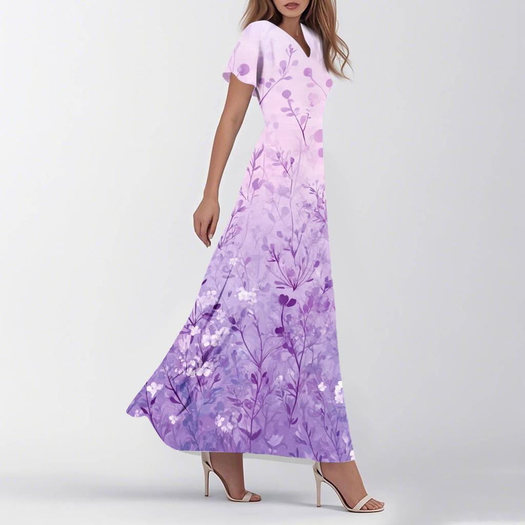 Женское летнее повседневное модное ретро-платье с цветочным принтом и коротким рукавом