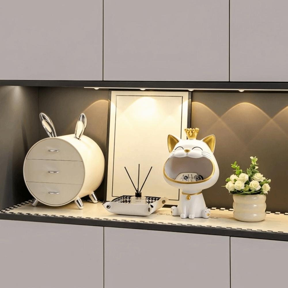 Key Storage Resin Fortune Cat Statue Resin Desktop Ornament Birthday Gift