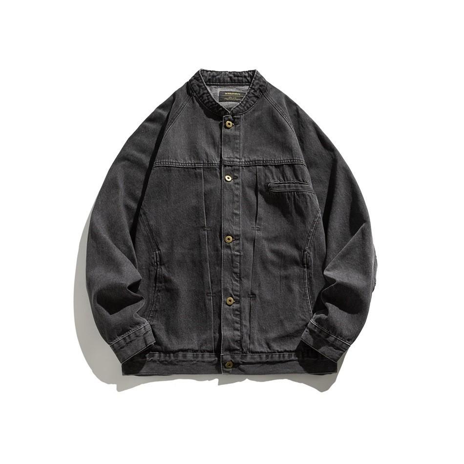 Retro Japanese Washed Stand-Up Collar Denim Jacket - Versatile, Loose-Fit, Trendy Top J780