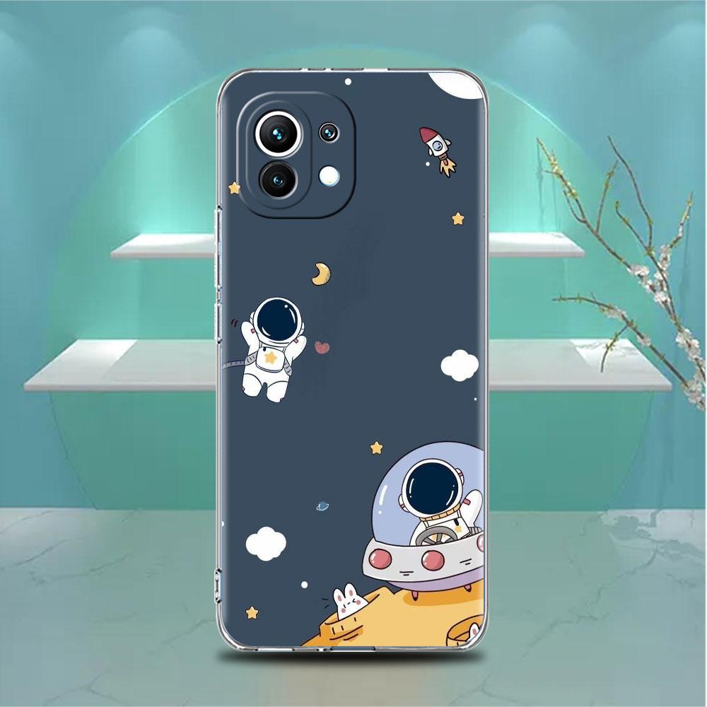 Прозрачный чехол Astronaut Universe для Xiaomi Mi Poco X3 NFC M3 Pro F3 F1 11 Lite 12 Note 10 11T 9T